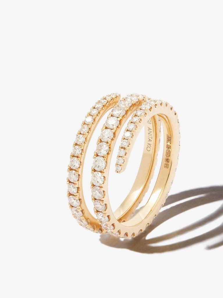 18k Yellow Gold Coiled Diamond Ring