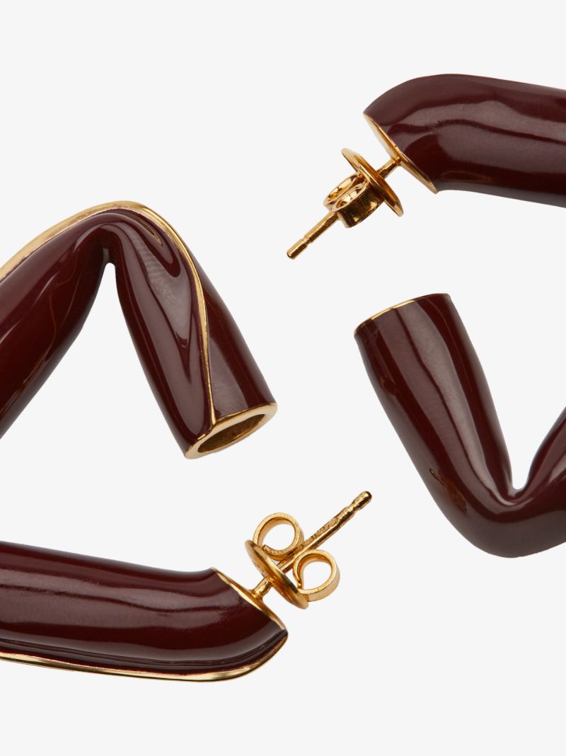 Brown Gold-plated Fold Hoop Earrings