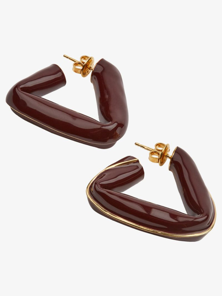 Brown Gold-plated Fold Hoop Earrings