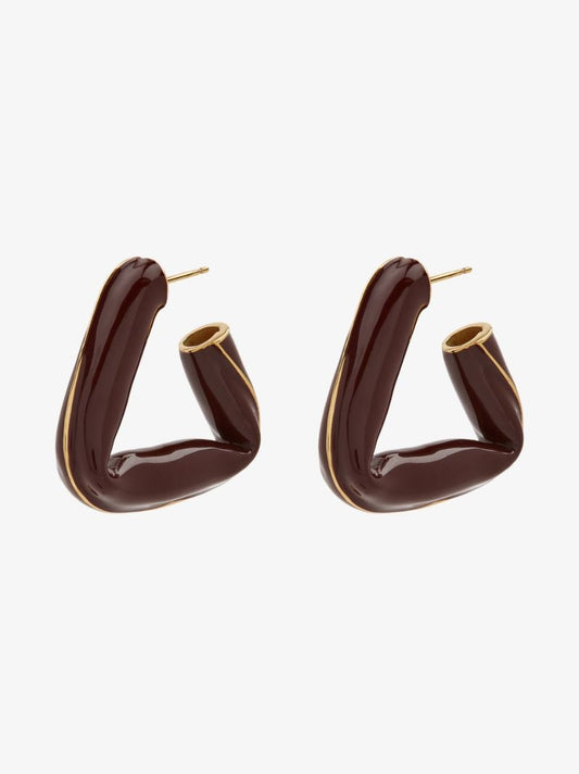 Brown Gold-plated Fold Hoop Earrings