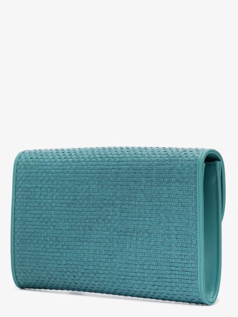 Blue Horsebit 1955 Raffia Small Shoulder Bag