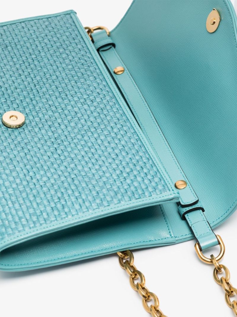 Blue Horsebit 1955 Raffia Small Shoulder Bag