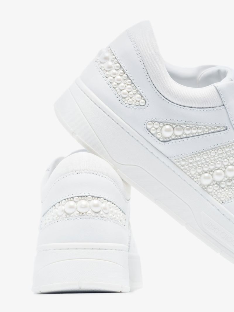 White Hawaii/f Embellished Leather Sneakers