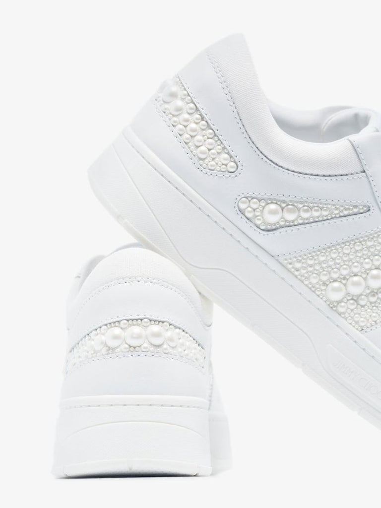 White Hawaii/f Embellished Leather Sneakers
