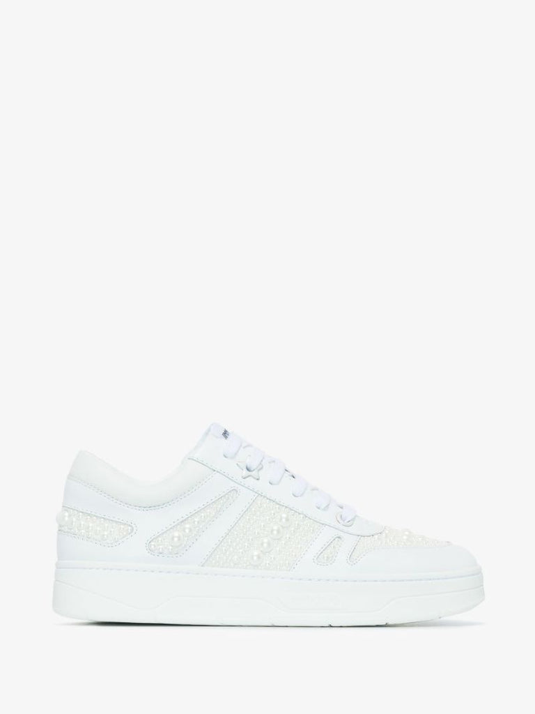 White Hawaii/f Embellished Leather Sneakers