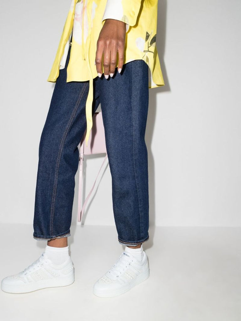White Hawaii/f Embellished Leather Sneakers