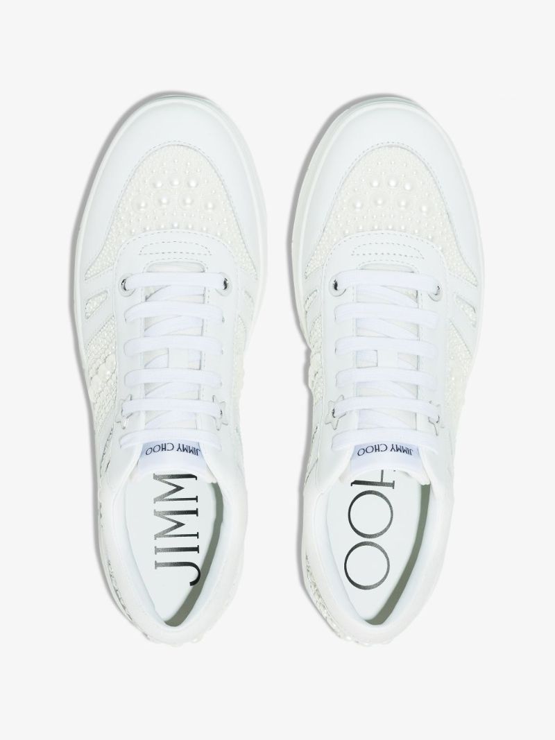 White Hawaii/f Embellished Leather Sneakers