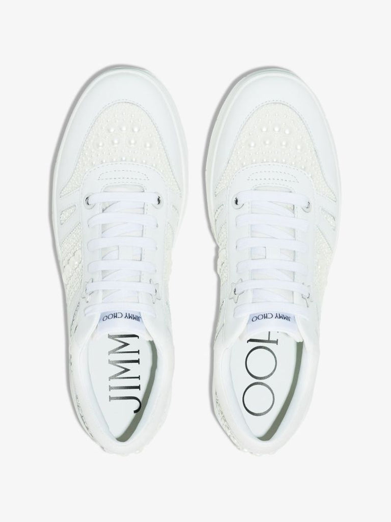 White Hawaii/f Embellished Leather Sneakers