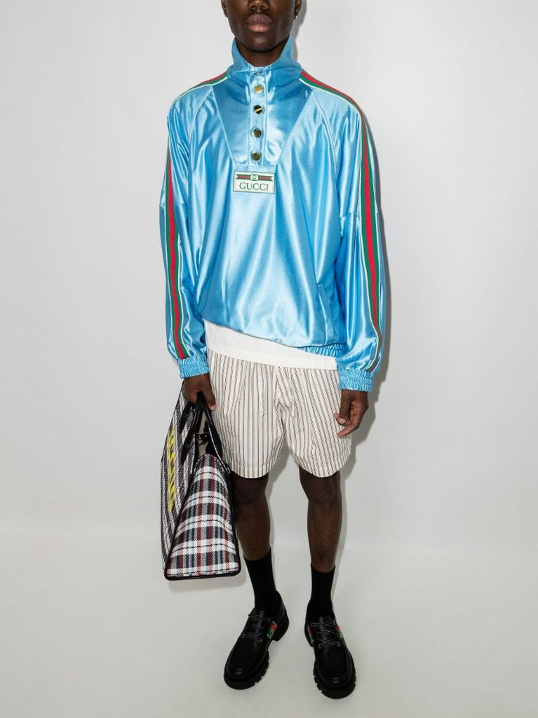 Blue Web Stripe Sweatshirt