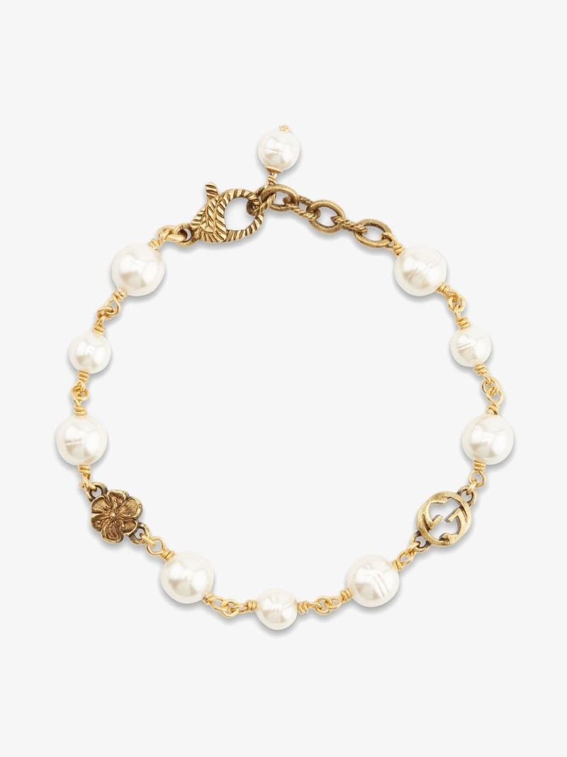 Gold-tone Pearl Logo Bracelet