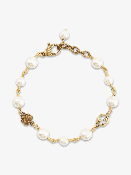Gold-tone Pearl Logo Bracelet