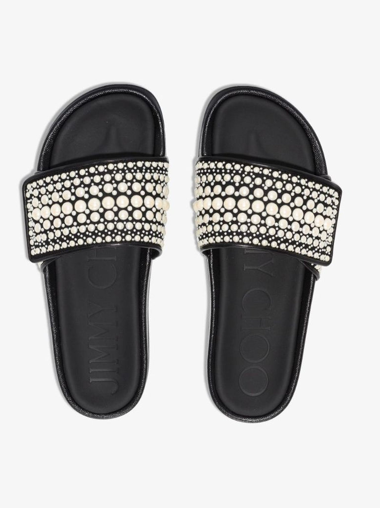 Black Fitz Embellished Slides