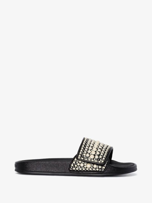 Black Fitz Embellished Slides