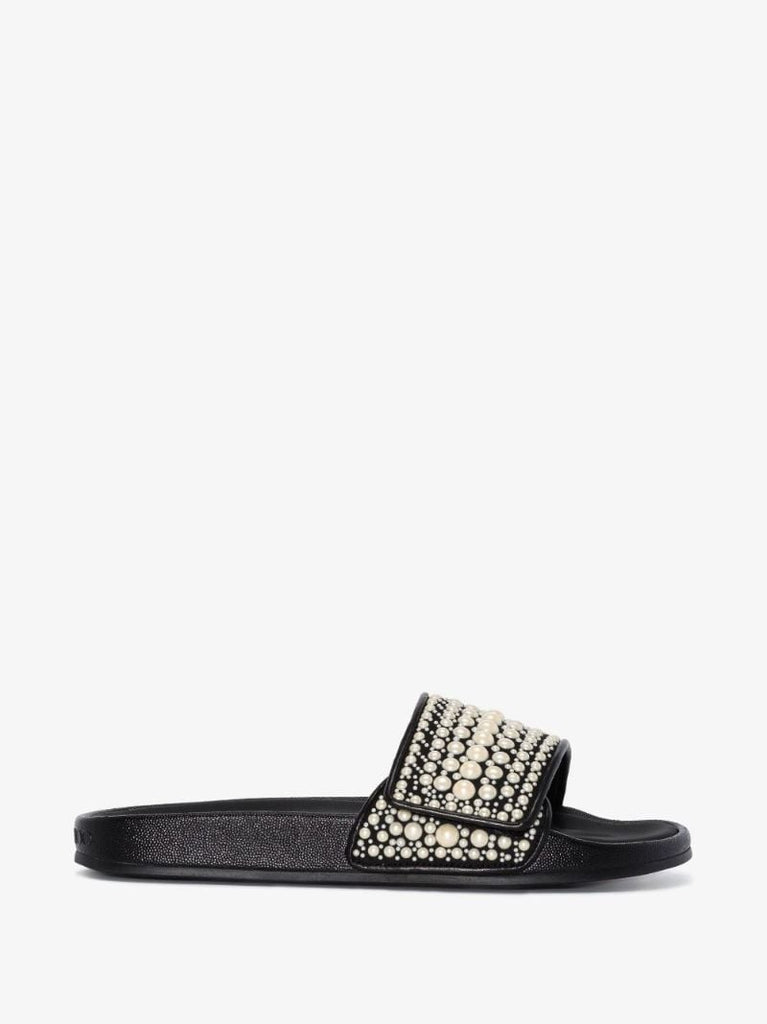 Black Fitz Embellished Slides