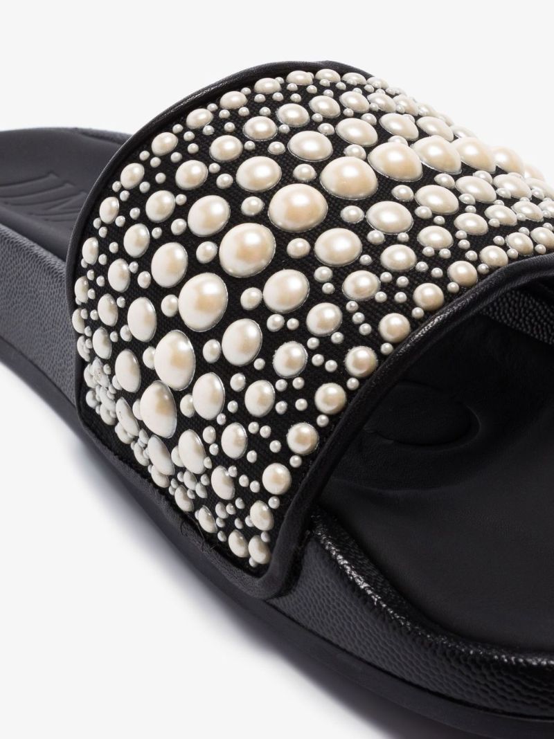 Black Fitz Embellished Slides