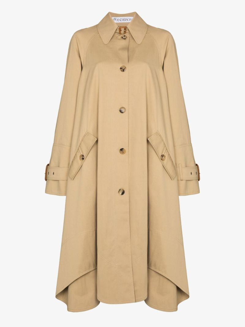 A-line Cotton Gabardine Trench Coat