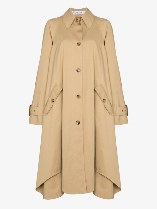 A-line Cotton Gabardine Trench Coat