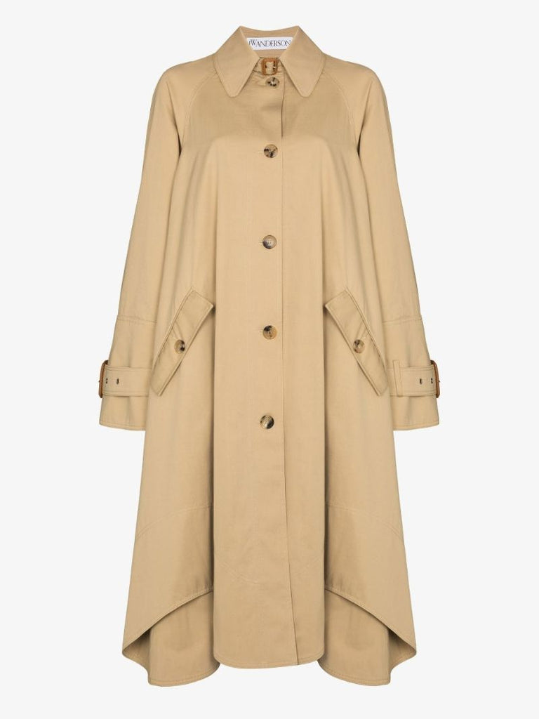 A-line Cotton Gabardine Trench Coat