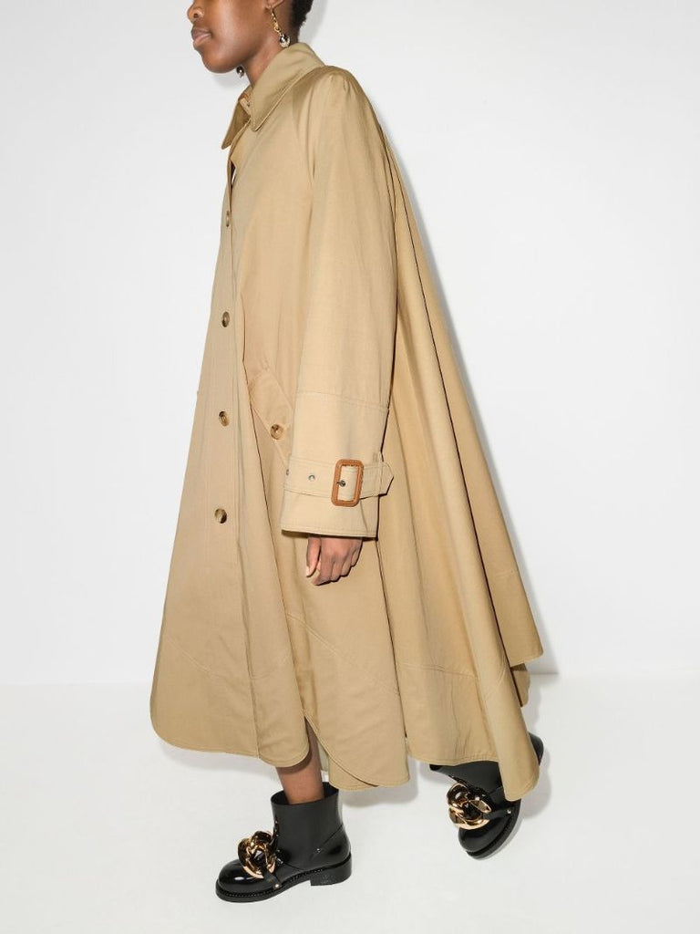 A-line Cotton Gabardine Trench Coat
