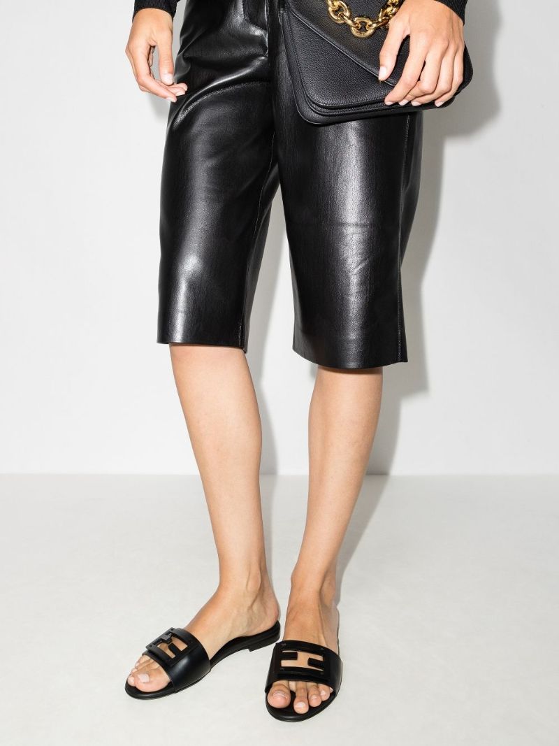 Black Signature Leather Sandals