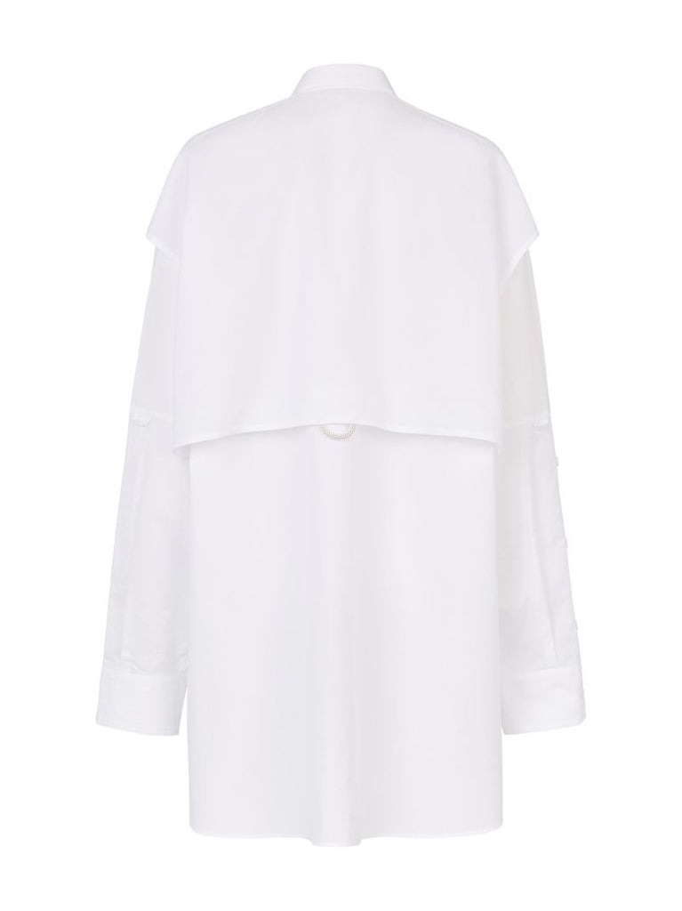 White Multi-pocket Logo Cotton Shirt Dress
