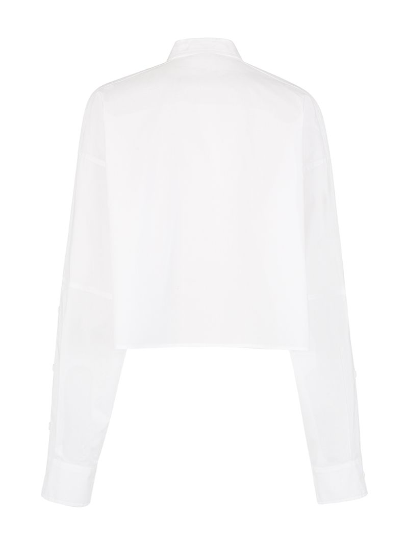 White Logo Patch Cotton Shirt