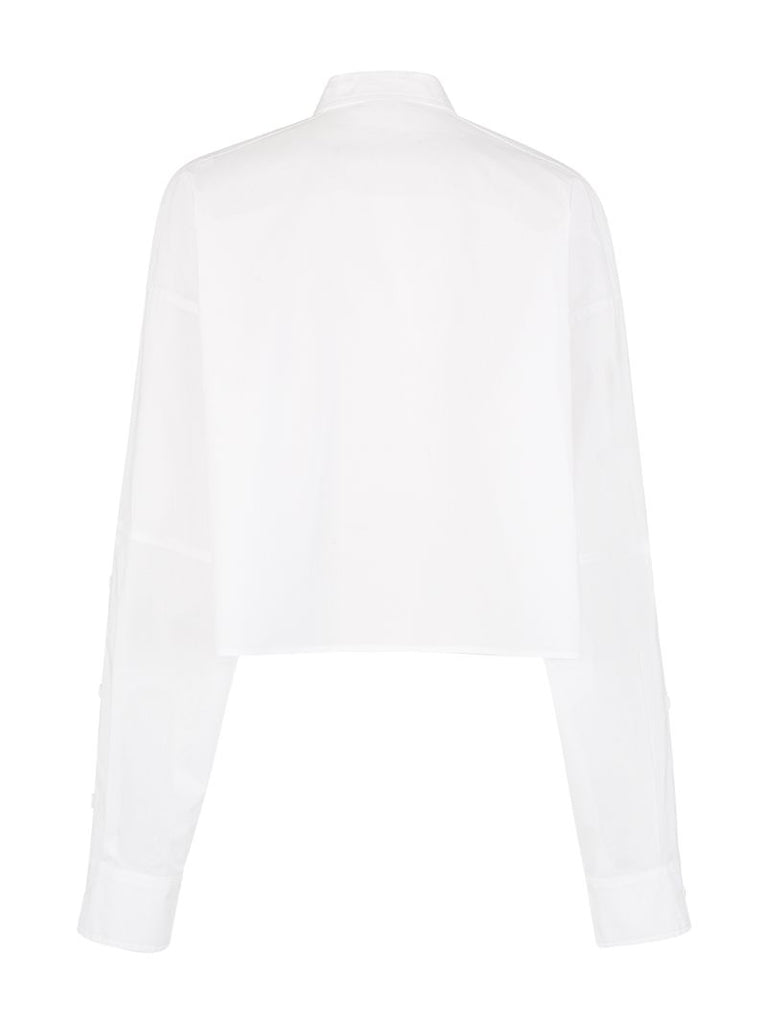 White Logo Patch Cotton Shirt