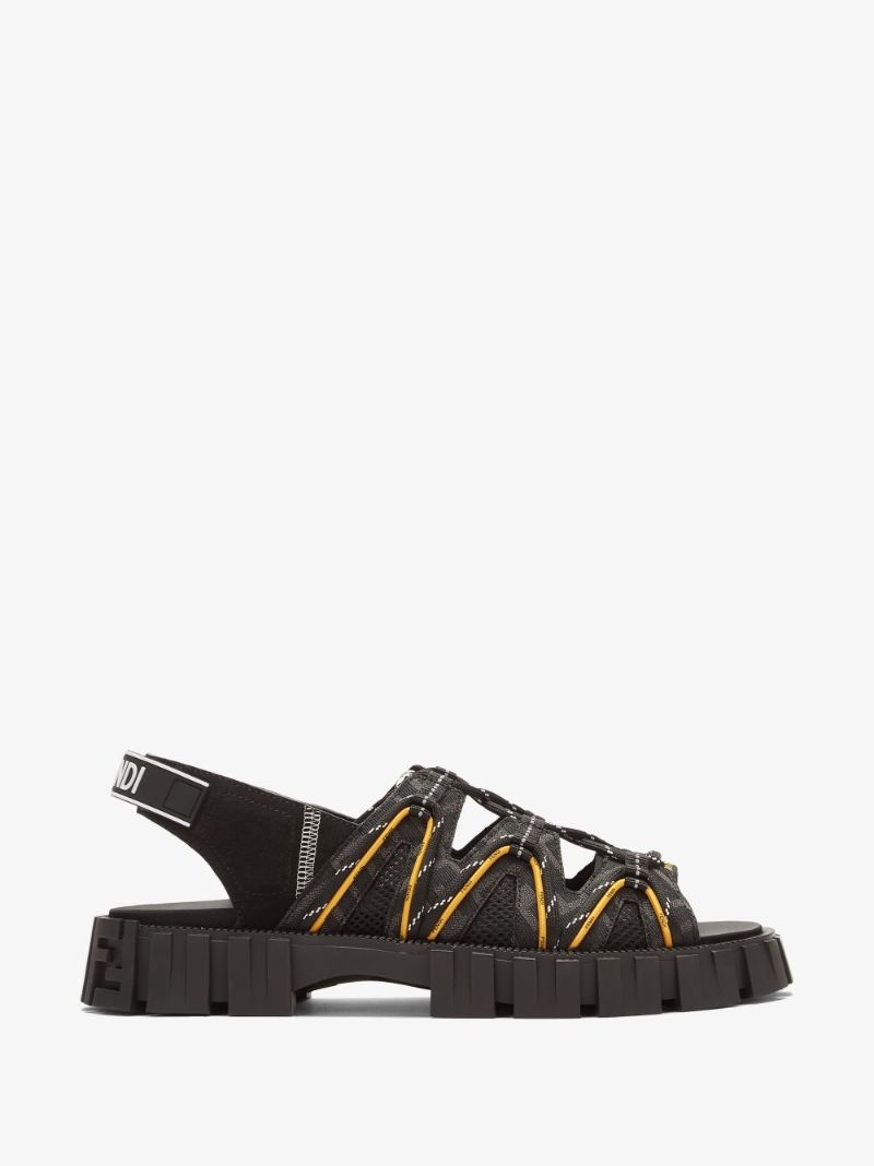 Black Force Leather and Tech Mesh Sandals