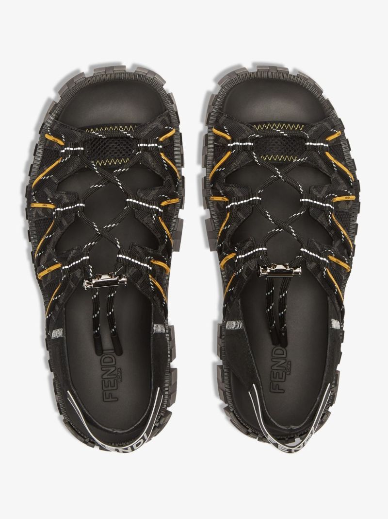 Black Force Leather and Tech Mesh Sandals