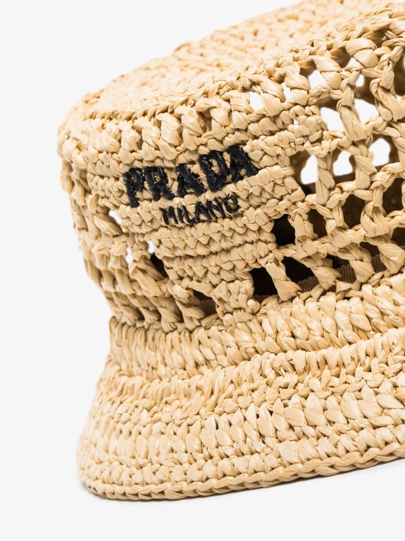 Neutral Raffia Logo Bucket Hat