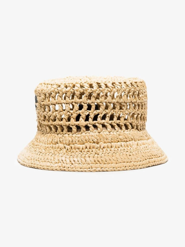 Neutral Raffia Logo Bucket Hat