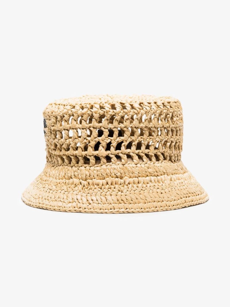 Neutral Raffia Logo Bucket Hat