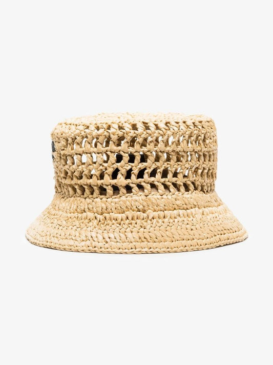 Neutral Raffia Logo Bucket Hat