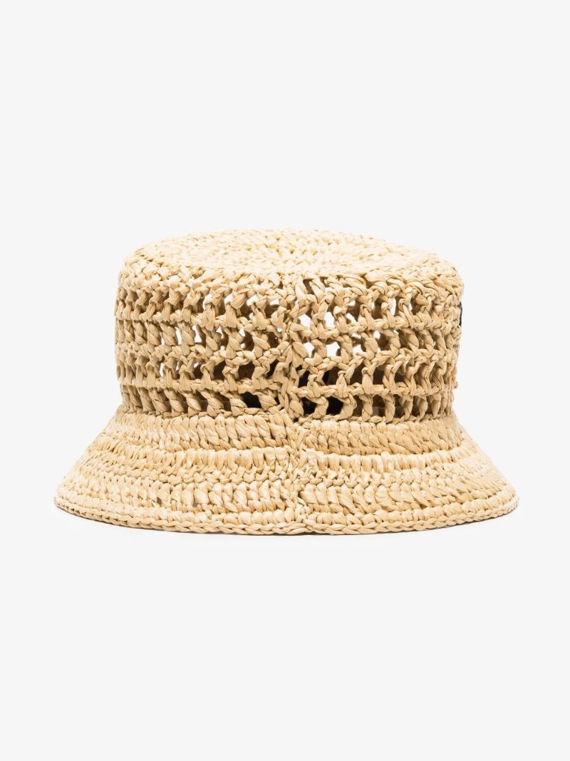 Neutral Raffia Logo Bucket Hat