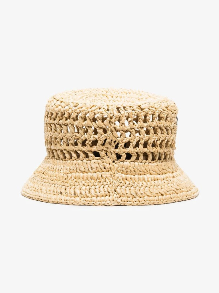 Neutral Raffia Logo Bucket Hat