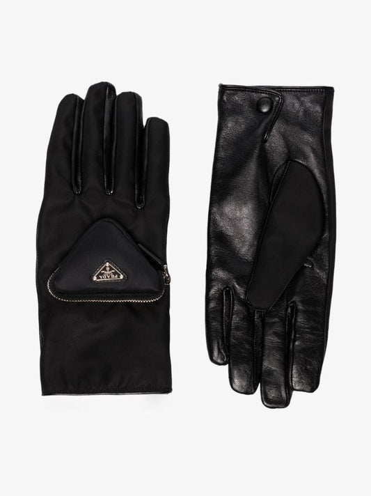 Black Re-nylon Logo Plaque Pocket Gloves