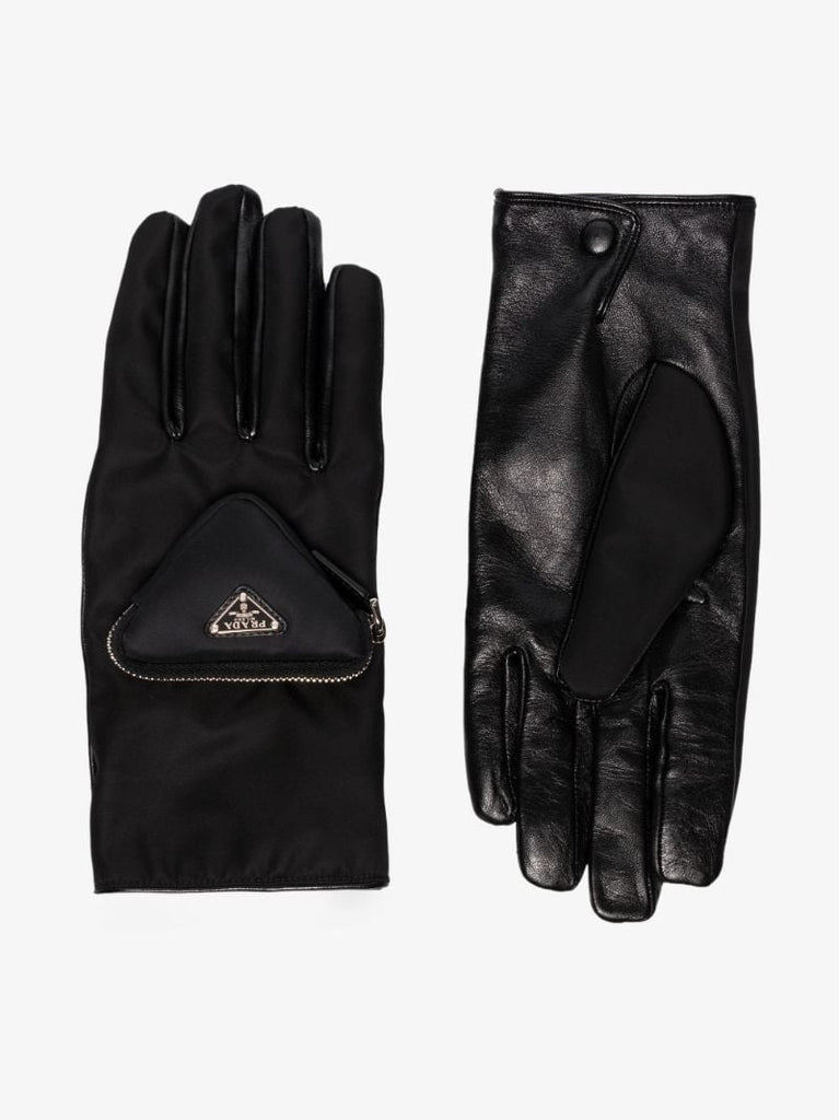 Black Re-nylon Logo Plaque Pocket Gloves