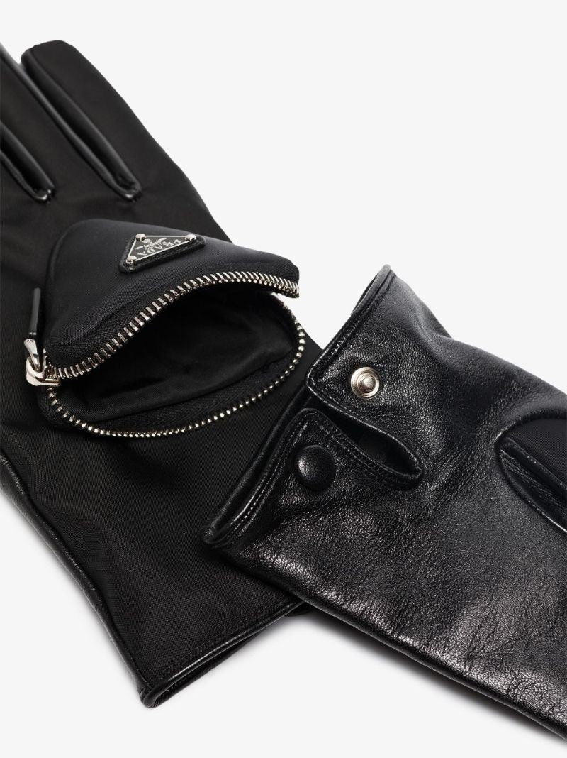 Black Re-nylon Logo Plaque Pocket Gloves