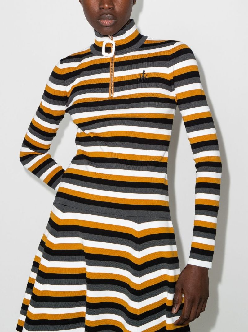 Stripe-pattern High-neck Jumper