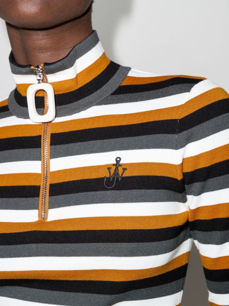 Stripe-pattern High-neck Jumper