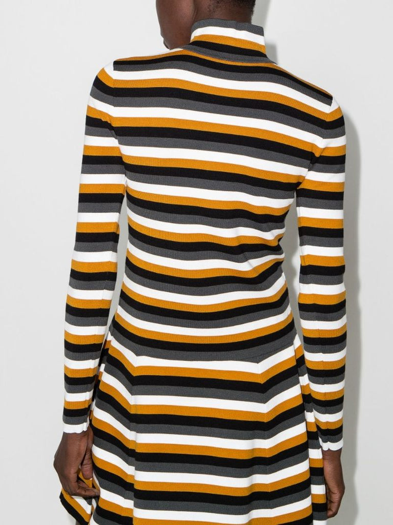 Stripe-pattern High-neck Jumper