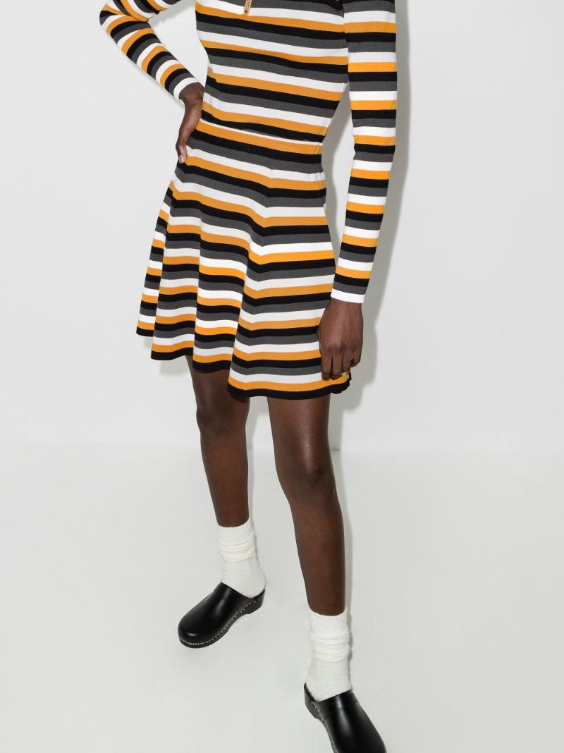 Horizontal-stripe A-line Miniskirt
