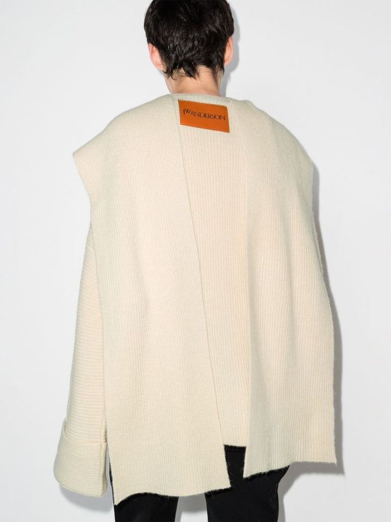 Ribbed-knit Draped Cardigan