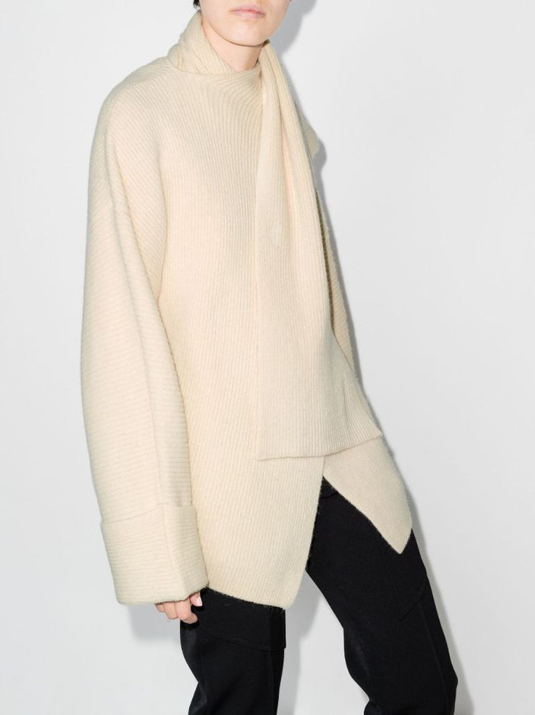 Ribbed-knit Draped Cardigan