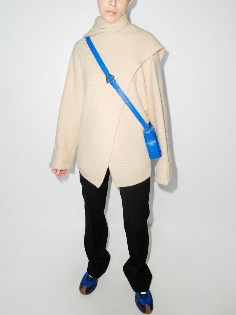 Ribbed-knit Draped Cardigan