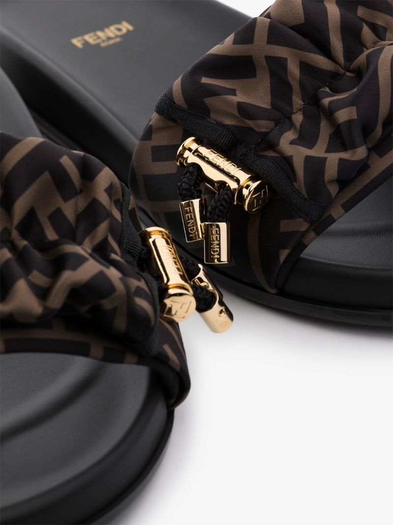 Brown Ff Vertigo Satin Slides