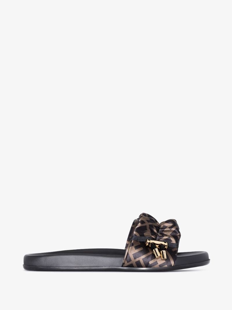 Brown Ff Vertigo Satin Slides