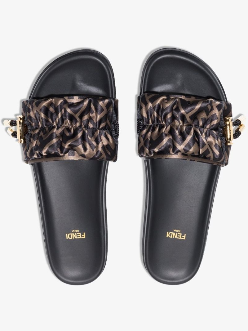 Brown Ff Vertigo Satin Slides