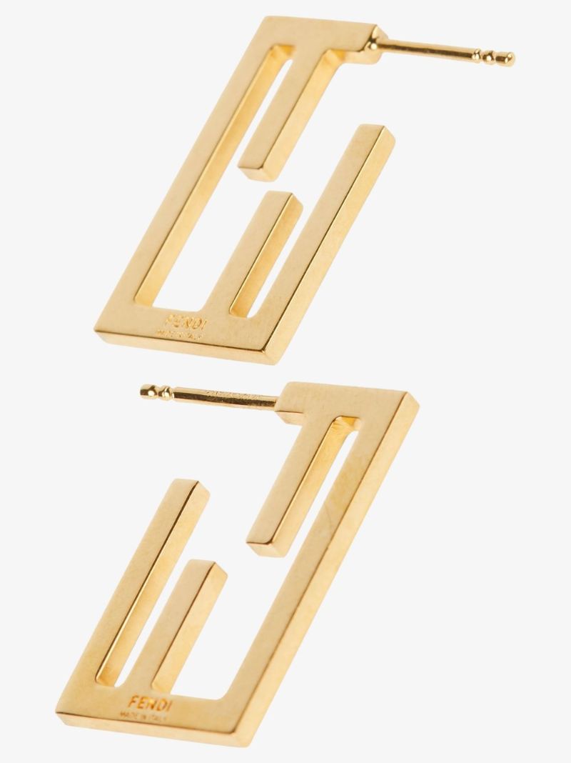 Gold Tone Textured Logo Earrings