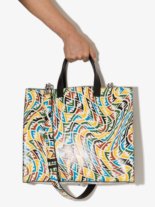Multicoloured Ff Vertigo Leather Tote Bag